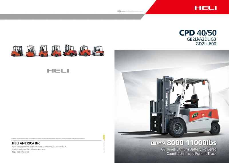 G3 series Lithium Battery Powered Counterbalanced Forklift Truck
