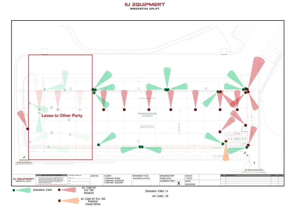 Warehouse CCTV and security camera layout plan