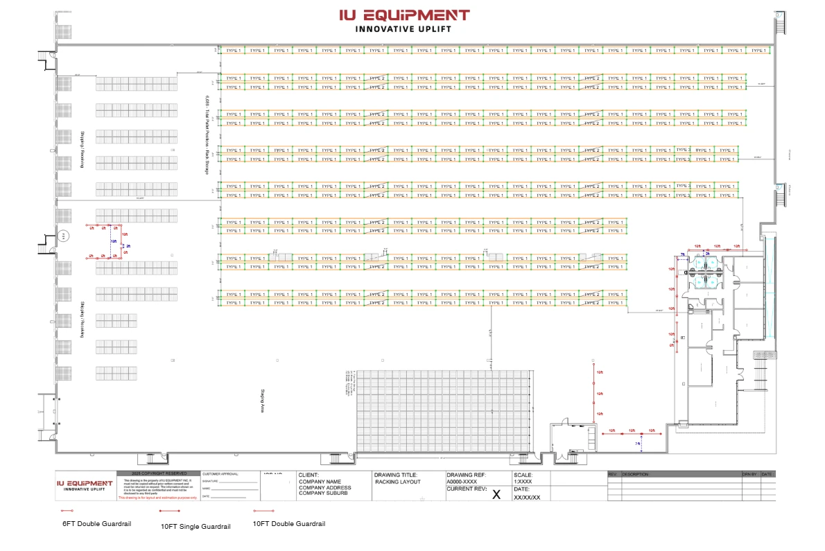 Warehouse racking layout design drawing